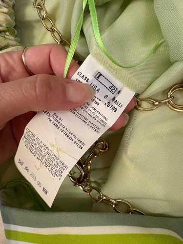 CLASS ROBERTO CAVALLI Vestito abito bianco fantasia floreale verde Tg IT 42 - Imagen 15 de 17