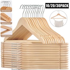 10-30 Pack Wooden Hangers Suit Hangers Premium Natural Finish Cloth Coat Hangers