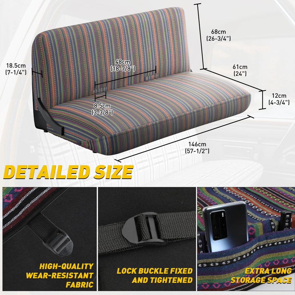Car Truck Saddle Blanket Bench Seat Covers Full Size For Jeep J10 J20 1974-1988 - Image 2 of 4