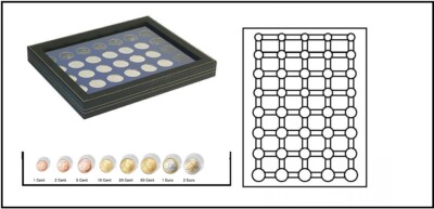 Lindner 2367-2556ME Nera M Plus Münzvitrine Blue EURO-course-coins-sets IN
