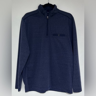 Men s Saks Fifth Avenue Blue Quarter Zip Pullover Size Large