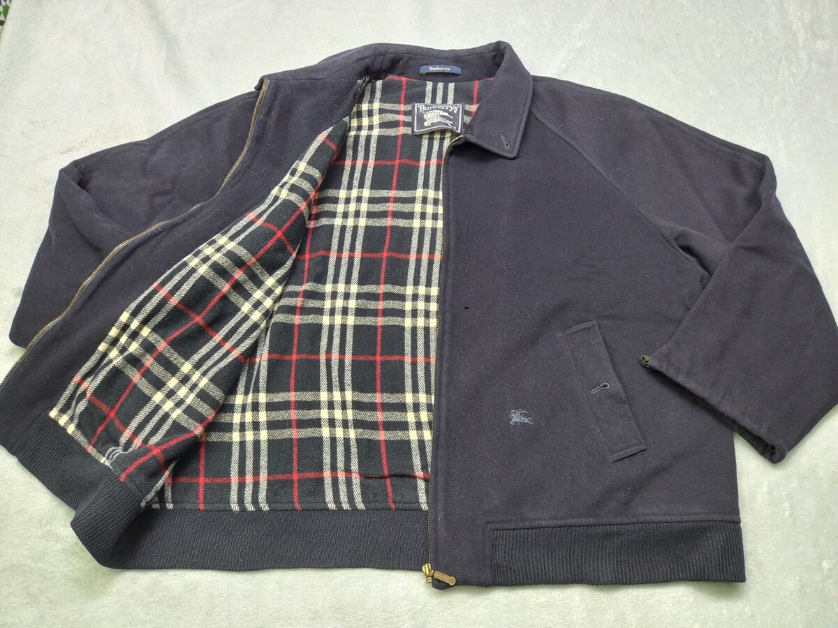 VINTAGE BURBERRY Bomber Jacket Winter Nova Check Men's WOOL VINTAGE BURBERRY Bomber Jacket Winter Nova Check Men's WOOL