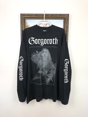 Gorgoroth ブラックメタル black l Rare Vintage 90's Gorgoroth Pest 1996 Band Long Sleeve Shirt Tee