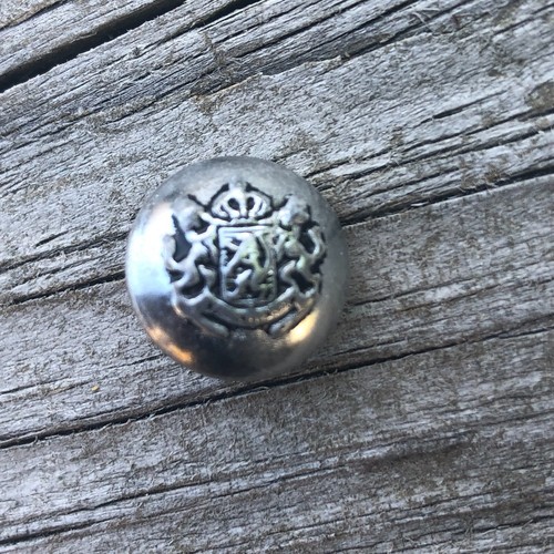 Rampart Lion Crest Uniform Button Coat Of Arms Small Silver Tone Worn Livery Vtg - Picture 10 of 12