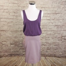 Alice + Olivia Womens 8 Sheath Dress Purple Leather Silk Blend Sleeveless Scoop