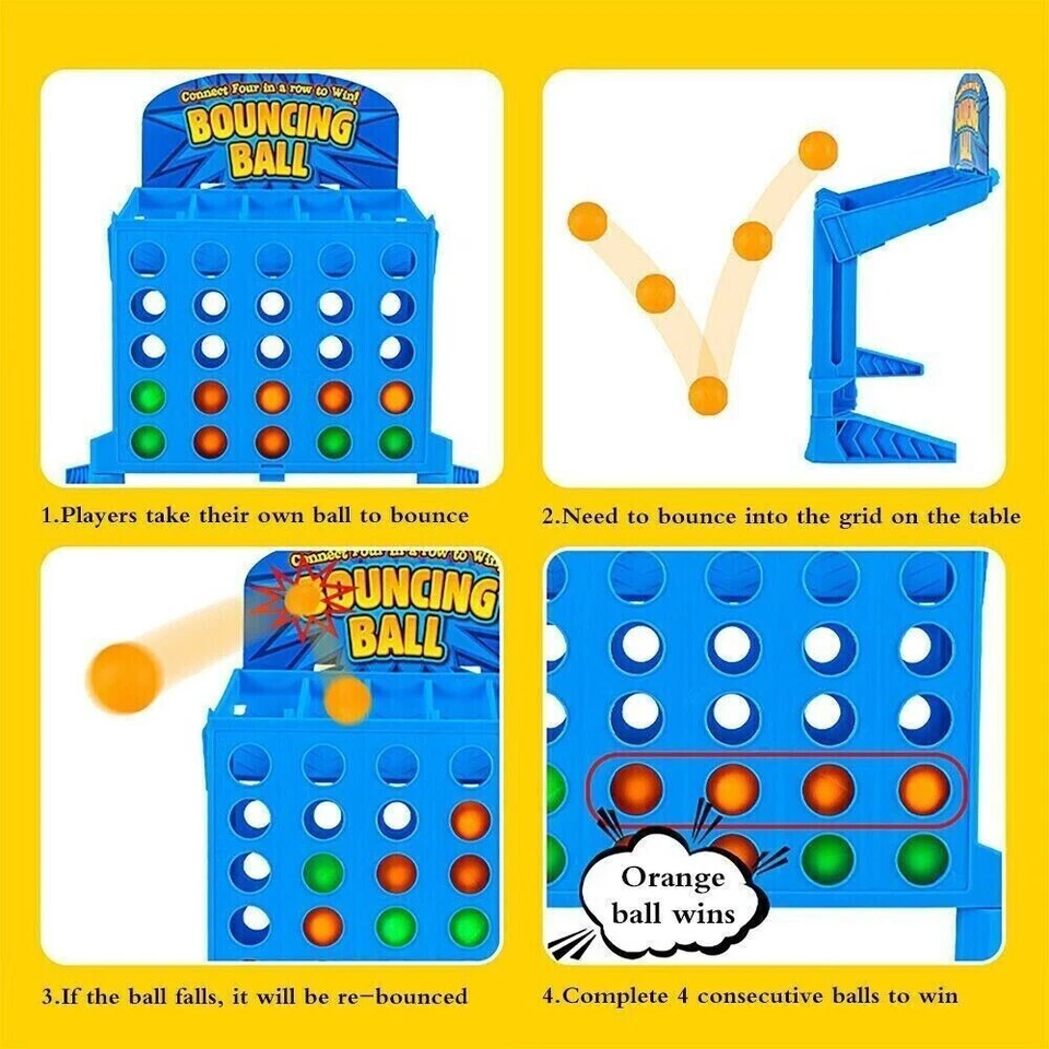 Bouncing Ball Shots Board Game Connect 4 In A Row Shots Game Kids Toy Gift - Image 4 of 4
