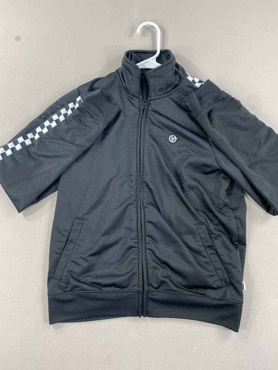 Vans Jacket Womens S Small Black White Full Zip Pockets High Neck Long Sleeve