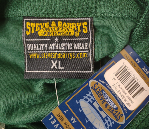 NWT Steve & Barry's green white Michigan Spartans 1/4 zip Jersey shirt mens XL - Picture 10 of 11