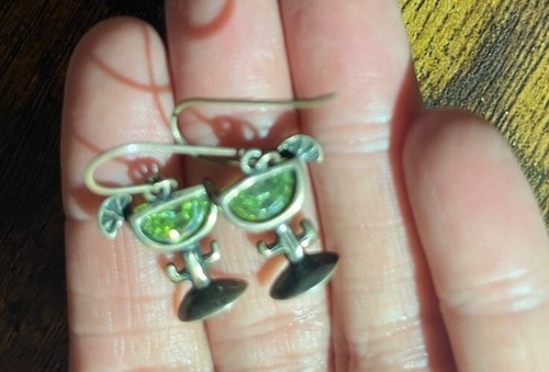 Silpada Silver 925 Peridot Cocktail Cactus Earrings - Picture 5 of 6