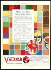 1928 Valentine's Valspar house paint 52 color chart art vintage print ad