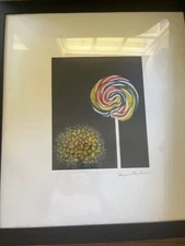 Shigeru Narikawa 1982 mezzotint etching framed, signed, listed artist Lollipop.