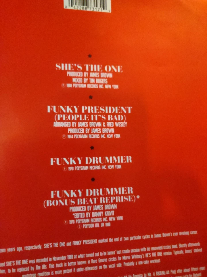 James Brown - She's The One - Used Vinyl Record 12" Rare URBX 13 URBAN 1988 - Изображение 3 из 4