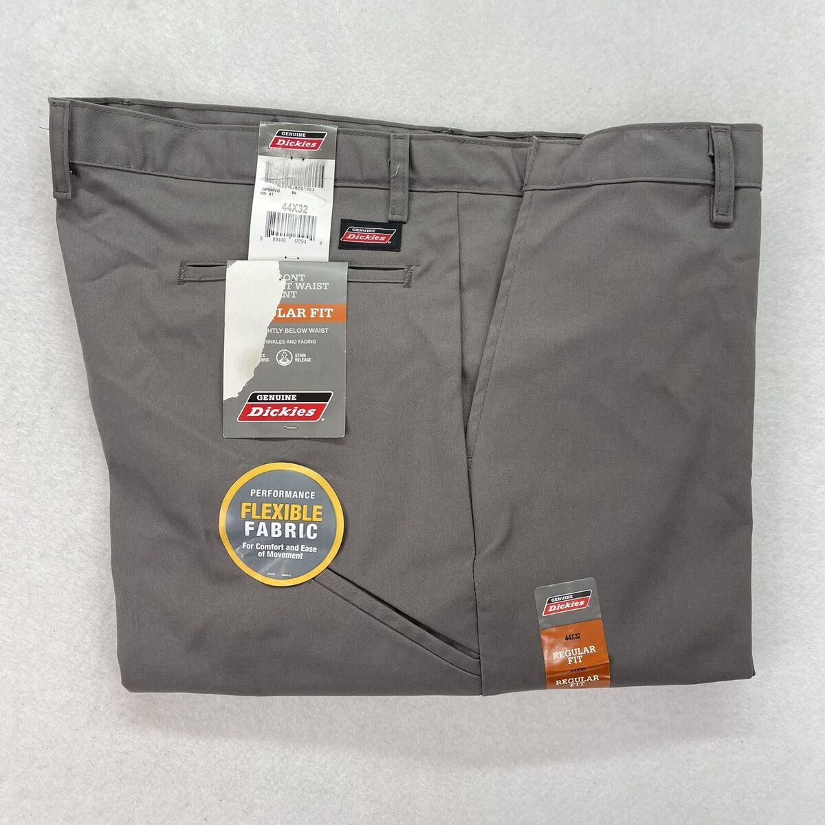 Genuine Dickies Men's Gray Flat Front Comfort Waist Flex Genuine Dickies Men's Gray Flat Front Comfort Waist Flex