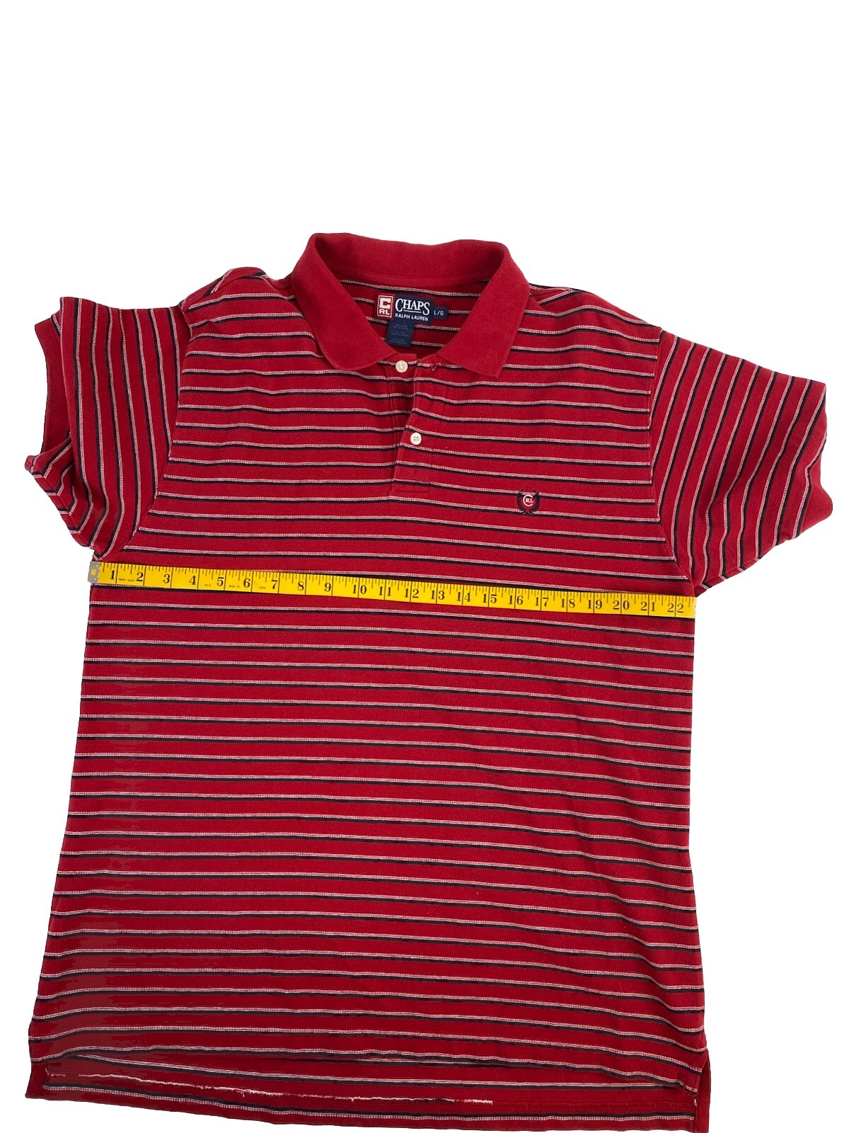 Chaps Ralph Lauren Men's Red Striped Short Sleeve Polo Shirt Size L thumbnail 4