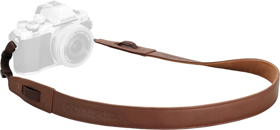Correa de cuero repelente al agua para cámara Olympus CSS-S119L marrón nueva Foto 3 de 4