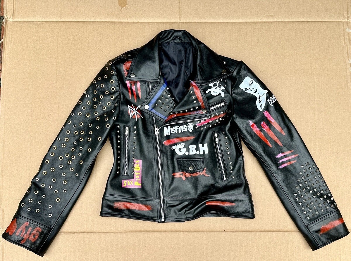 Ladies, Punk Rock, Leather Jacket, Small, Genuine Black Leather, Biker Jacket Ladies, Punk Rock, Leather Jacket, Small, Genuine Black Leather, Biker Jacket