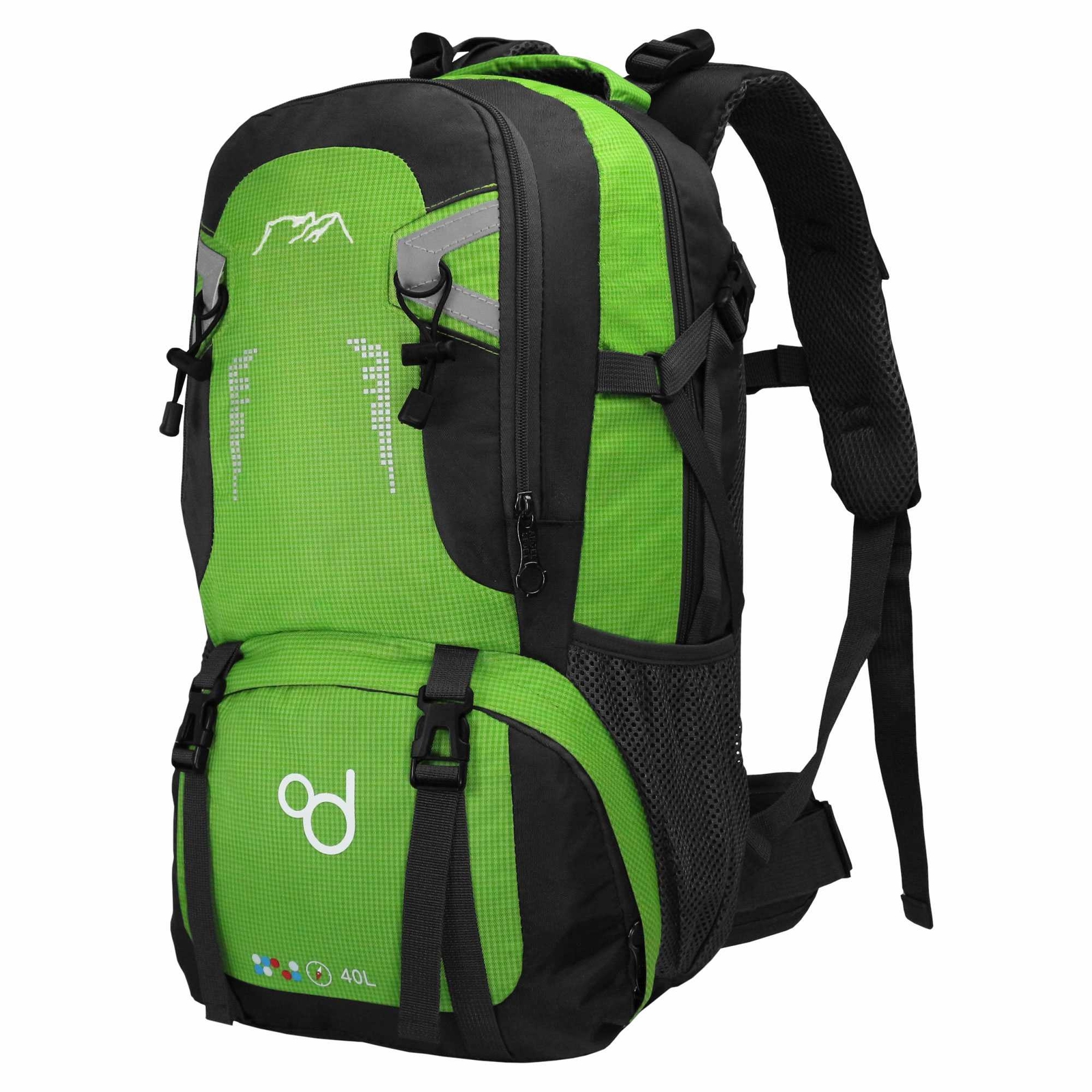 Mochila 40 Litros Impermeable para Paseo Senderismo Camping Trekking Verde Claro