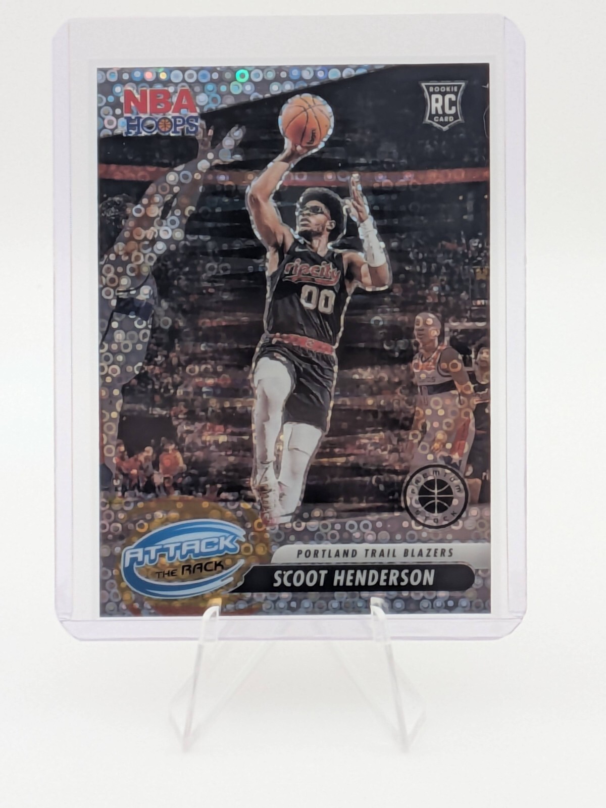 2023-24 NBA Hoops Premium Stock- Scoot Henderson- Attack the Rack #6 Disco Prizm