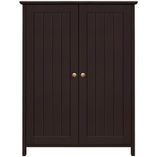 Wooden Bathroom Floor Cabinet Storage Free Standing Cupboard 3 Shelves Espresso