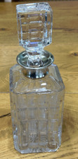Vintage Karaffe aus geschliffenem Glas mit Silberplatte Top Zustand