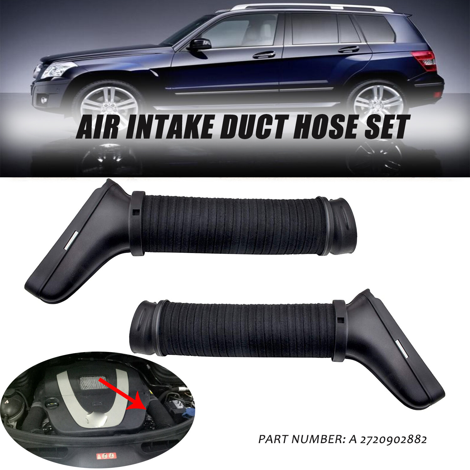 Left Right Side Air Intake Duct Hose Set For Mercedes Benz GLK350 2010
