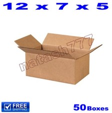 50 - 12x7x5 Cardboard Boxes Mailing Packing Shipping Moving Corrugated Carton
