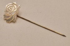 Vintage Mother of Pearl Rose Stick Pin Lapel Hat Pin Tie Pin