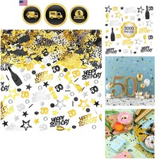3000 Pcs 50th Birthday Confetti for Table, Gold Black