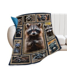 50x40 Inch Super Soft Warm Raccoon Animal Fleece Throw Blanket Fluffy