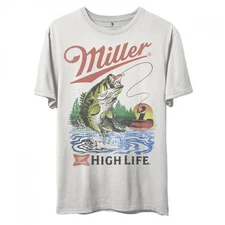 Miller High Life Bass Fishing T-Shirt by Junk Food Beige