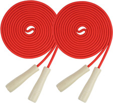 Double Dutch Jump Rope 16 Ft 2 Pack, Adjustable Long Skipping Rope with Wooden H
