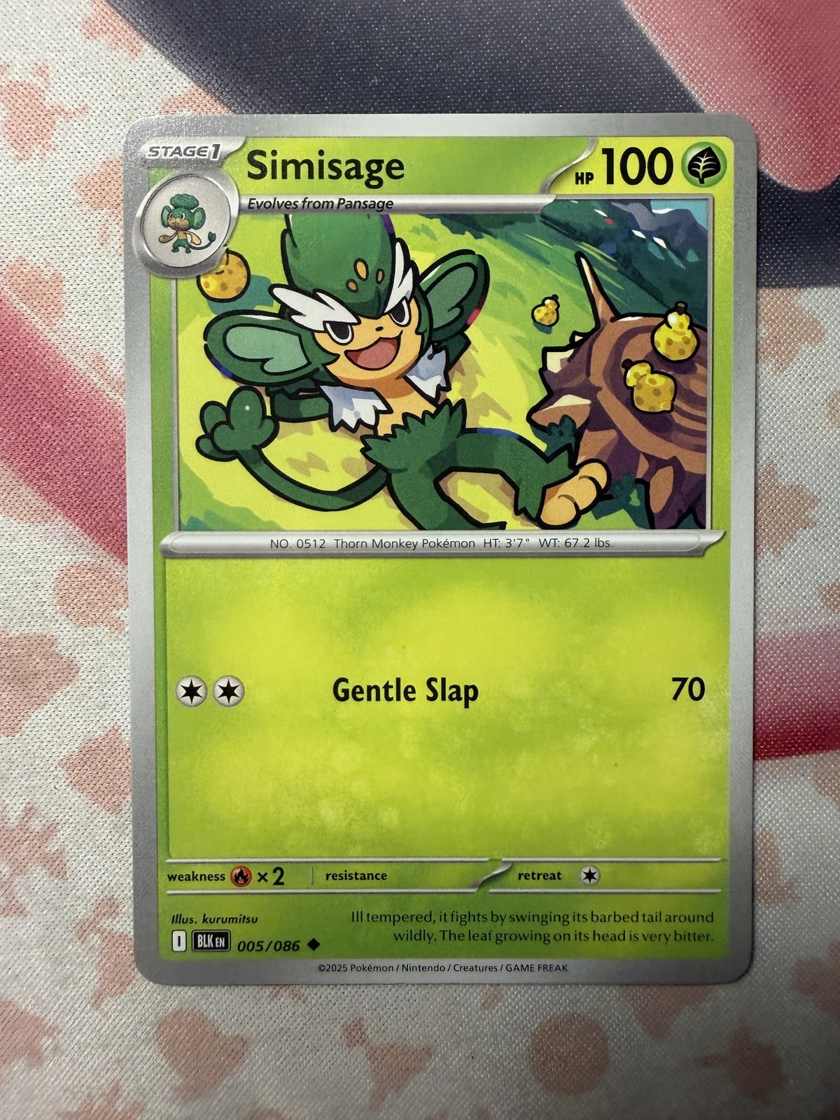 Simisage Uncommon SV: Black Bolt 005/086 NM English Pokemon Card