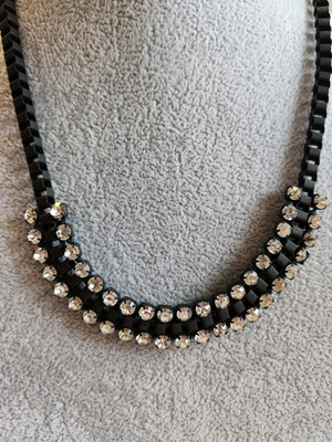 Express Matt Black Clear Rhinestones 18-20'' Statement Necklace