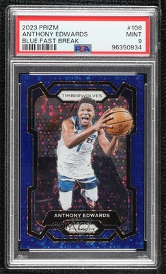2023-24 Panini Prizm Fast Break Blue Prizm 55/150 Anthony Edwards #108 0g4t