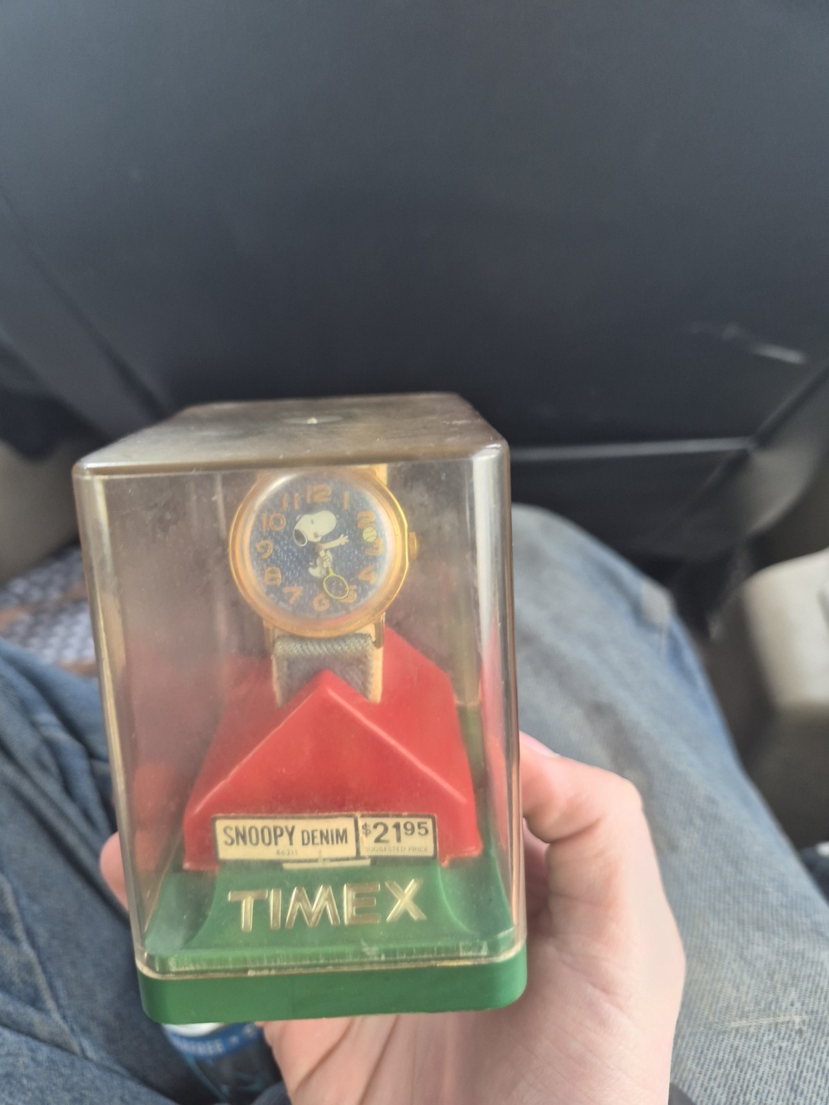 Vintage 1950's Wind-up Timex Snoopy Tennis Watch With Denim Strap