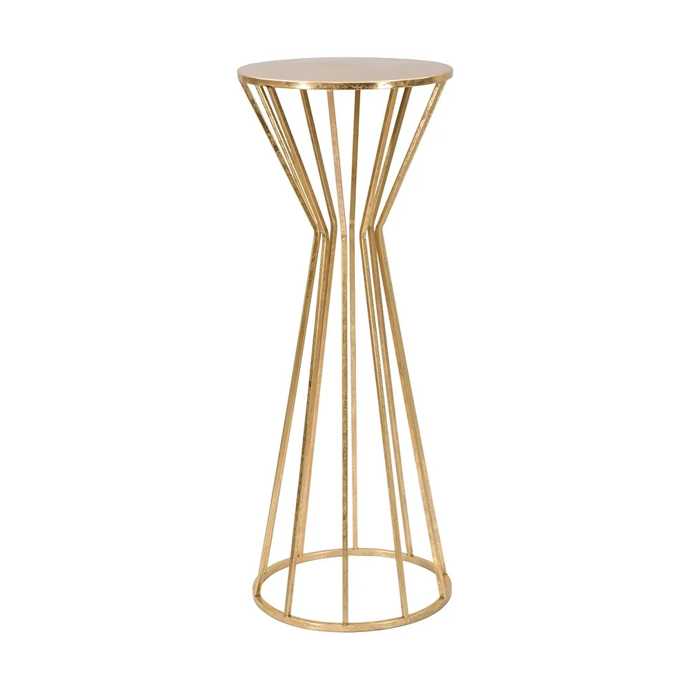 Table d'appoint ronde dorée Stick meuble haut gain de place 38cm pour verres et objets déco