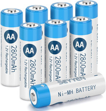 Nimh Rechargeable AA Batteries 8 Pack,2800Mah High Capacity 1.2V Nimh Double