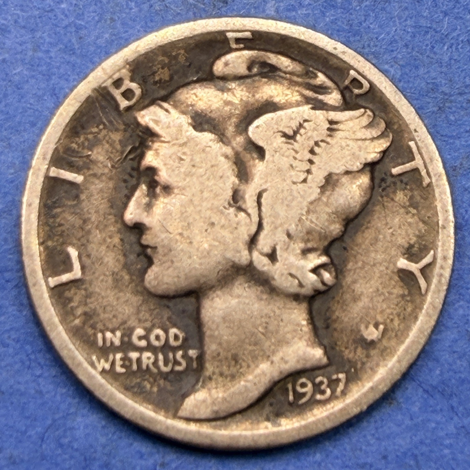 1937 Mercury Dime 10C VG Very Good 90% Silver Winged Liberty Head Philadelphia