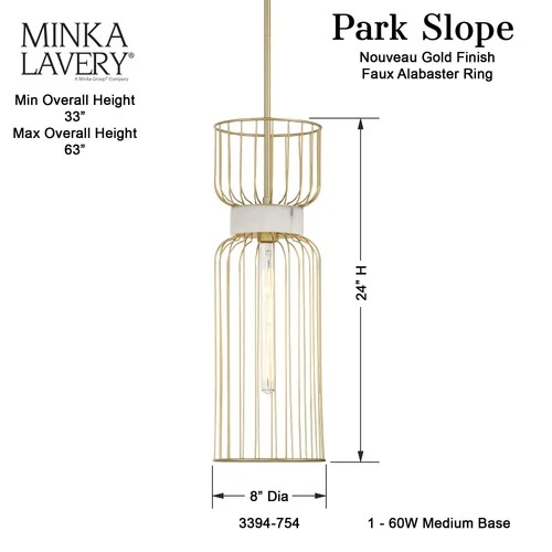 Minka Lavery 3392 Park Slope 8"W Mini Pendant - Nouveau Gold - Picture 5 of 11