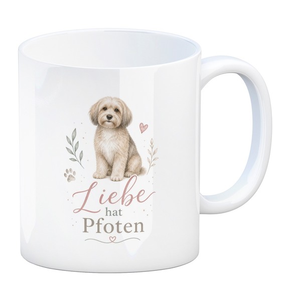 Kaffeebecher Liebe Hat Pfoten - Kaffeetasse Mit SüSsem Hund Mit Spruch: Liebe-image