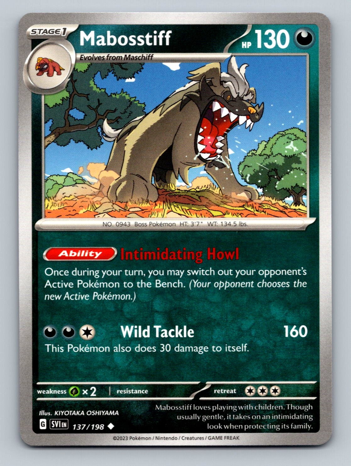 Mabosstiff Uncommon SV01: Scarlet & Violet Base Set #137/198 tcg Pokemon Card NM