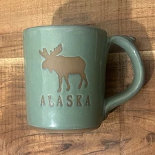 Alaska Souvenir Travel Coffee Mug Cup Oversized Large Moose Blue Green Tea