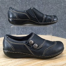 Clarks Bendables Ashland Lane Q Shoes Womens 6 M Loafers Slip On Leather Blue