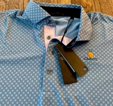 Greyson Men’s Hawthorn Short Sleeve Polo Bonneville Blue Golf Shirt Large NWT