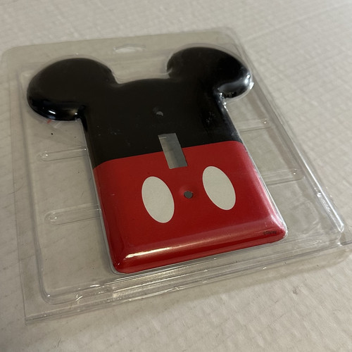 NEW Disney Mickey Mouse Metal Light Switch Plate Black Red Cover - Picture 1 of 3