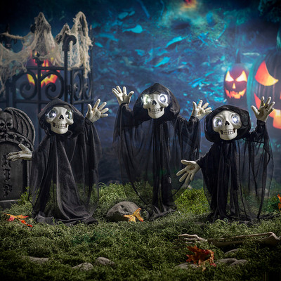 23 1/2 Light-Up Eyes Yard Stake Grinning Reapers Set - Morris Costumes