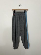 Aviator Nation 5 Stripe Sweatpants Size Small Gray W/Blue Stripes No Drawstring