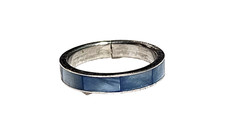 Shades of Blue Abalone Mother of Pearl Inlay Band Ring Sz. 6 Silver Tone Beach