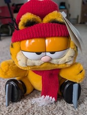 VTG 1981 Garfield Vintage 9" Plush Ice Skating w/Hat Scarf Orig. Tags