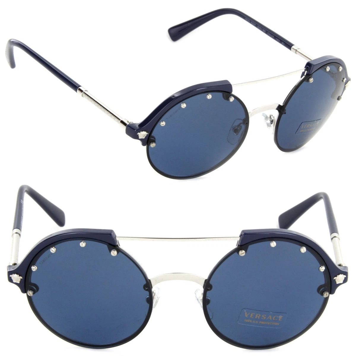 Versace Blue Round Sunglasses for Women for sale | eBay display picture 3